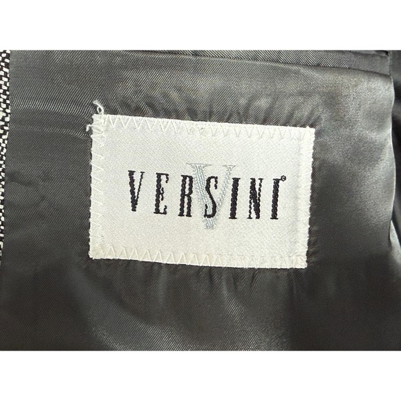 Vintage Versini Mens 46L 100% Silk Blazer Grey Salt and Pepper Tweed Two Button - Picture 5 of 9